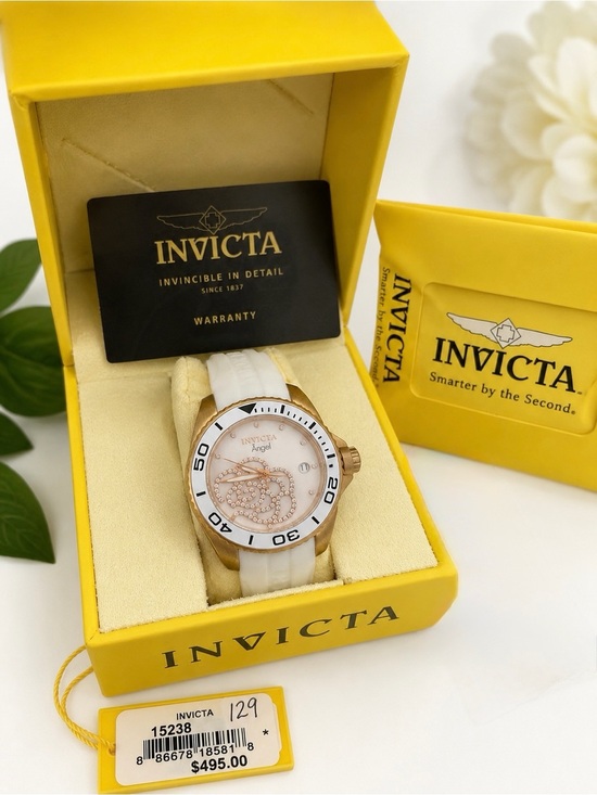 Invicta Angel Gold-Tone & White Silicone Mother-of-Pearl Women’s Watch main image 4